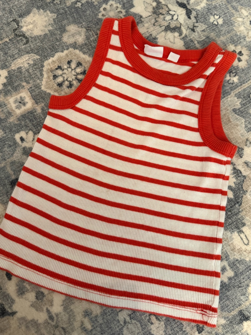 GAP Red and White Striped Sleeveless Baby Bodysuit